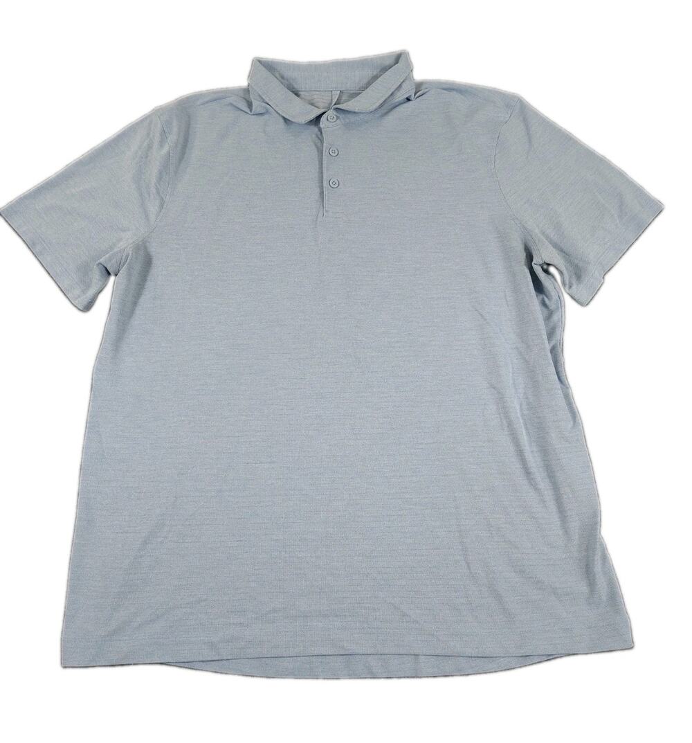 Lululemon Cotton Pique SS Polo Shirt Men's XL Blue Stretch Minimalist Athleisure